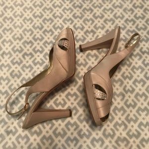 Nina Silk Nude Strappy Shoes Leather Sole